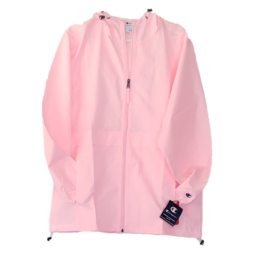 .81 SHOW Champion Women Hooded Stadium Full Jacket Windbreaker (Medium - Pink)